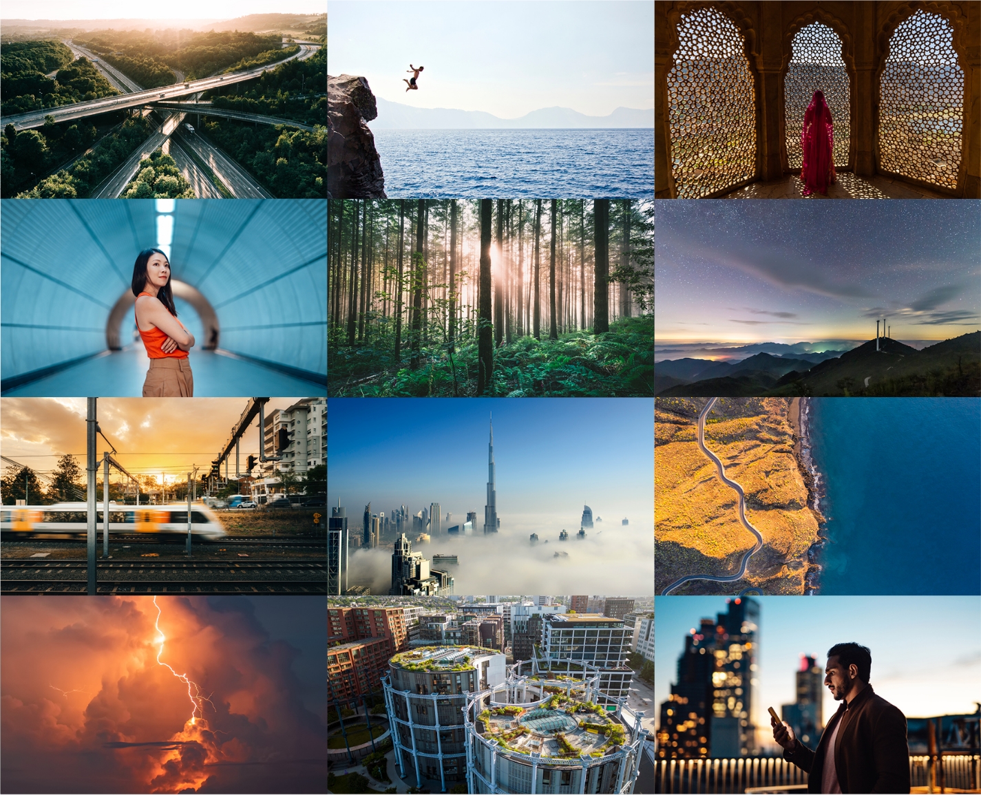 Grid of 12 tier two sample images of place