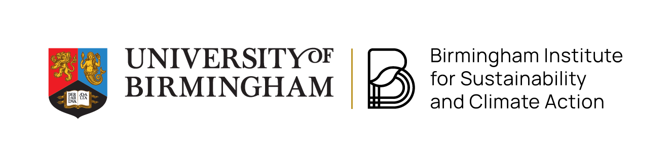 Birmingham Institute for Sustainability and Climate Action lockup with the University crest